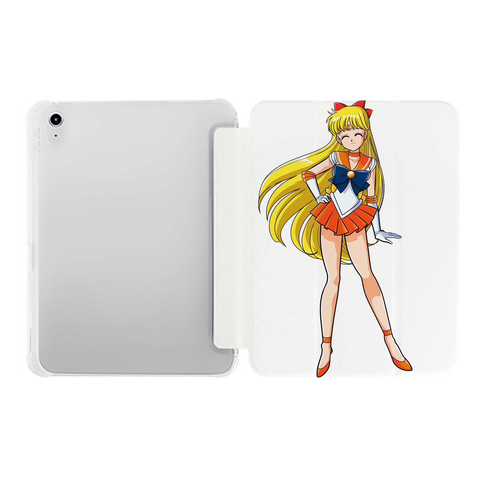 （画像用） 美少女戦士セーラームーン 愛野 美奈子 あいの みなこ Sailor Moon Aino Minako IPad ケース ペン収納付き 三つ折りスタンド PUレザー×シリコン 対応機種9.5/10.5/10.9インチ
